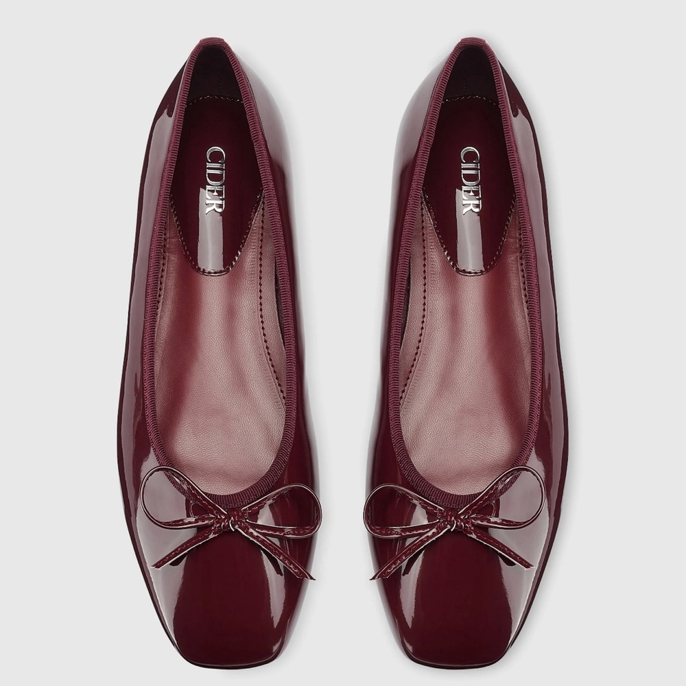 Cider Burgundy Patent Bow Ballet Flats
